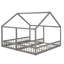 Lits plateforme simple de taille simple en gris - 2 côte à côte, construits en bois de pin ferme et lits de garde-corps, gris et robustes-1321948027
