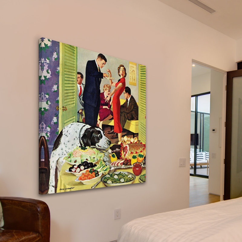 « doggy buffet » par richard sargent, reproduction d’art sur toile tendue, H 32 po x l 32 po