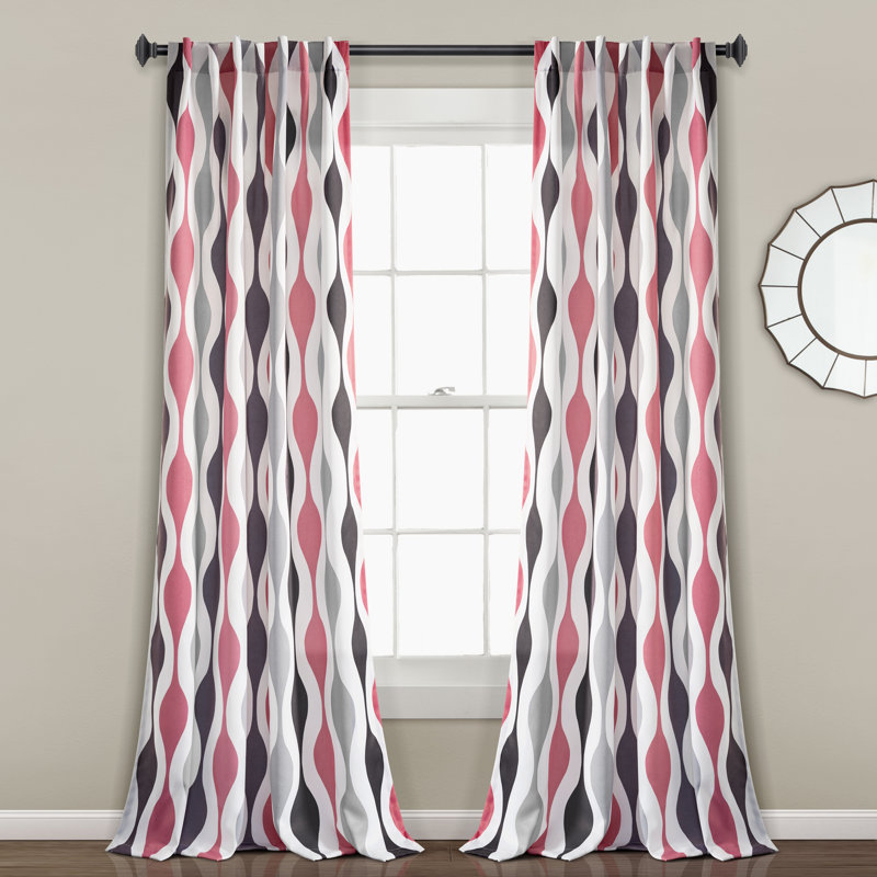 Room Darkening Curtain Pair, Black/Gray, 52"W x 84"L