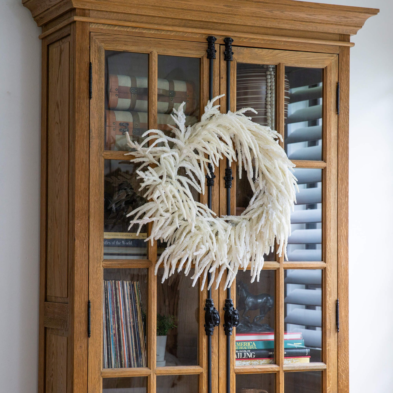 Pre-Lit Pine Wreath, White, 24" W x 24" H x 3" D