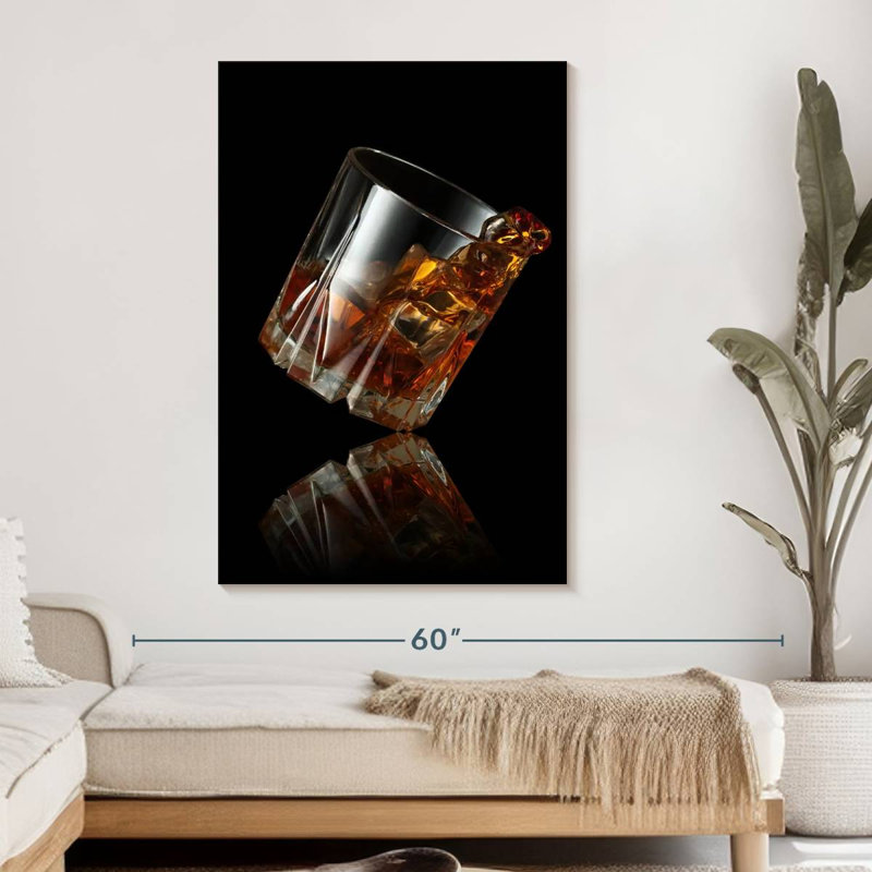 Whiskey Glass Reflection Canvas Print, 48" H x 32" W x 1.25" D