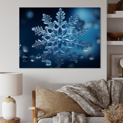 Blue Snowflake Holiday I - Winter Landscape Wall Art