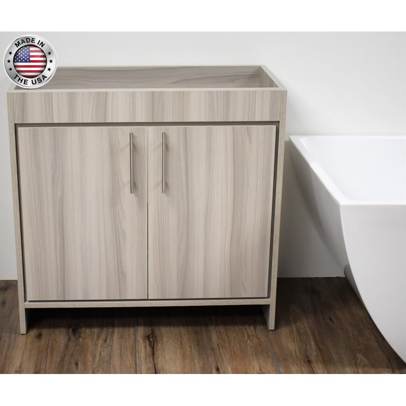 Base de meuble-lavabo simple 36 po Amrooti seulement, Gris cendré