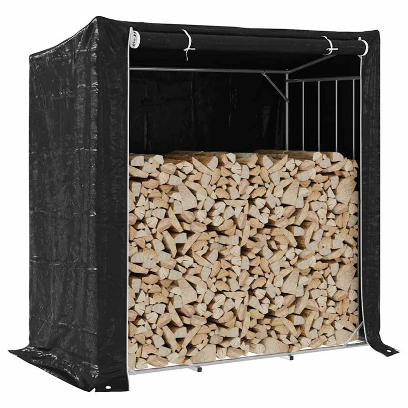  Support à bois de chauffage avec housse de pluie en acier galvanisé 78,7 po x 39,4 po x 78,7 po