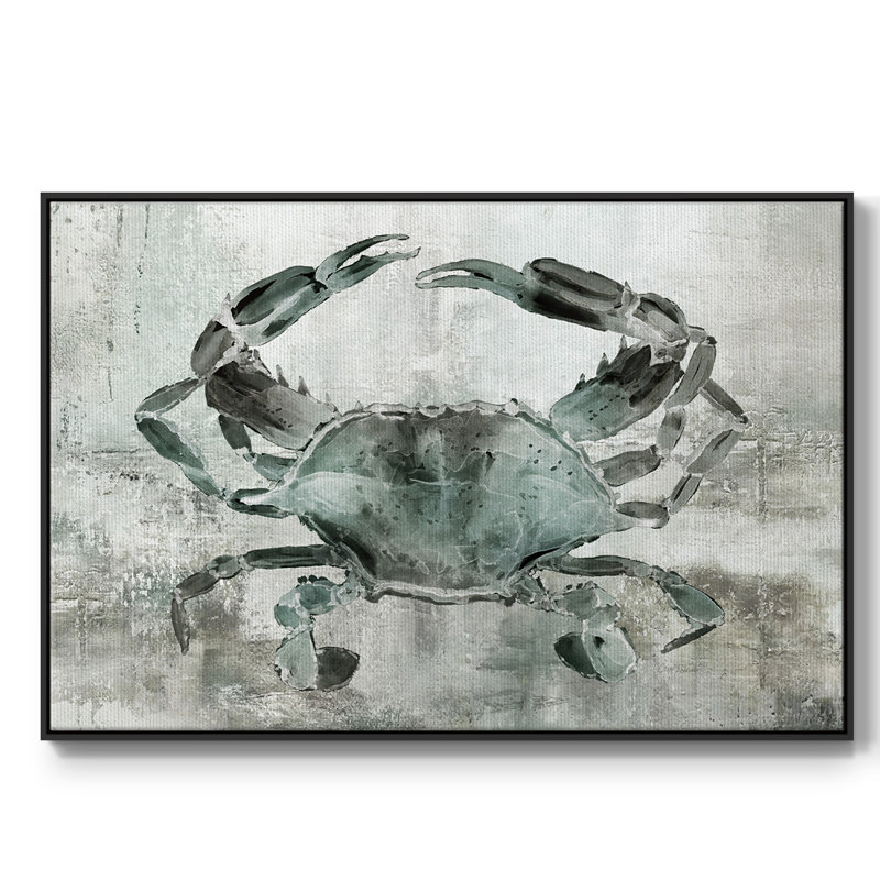 «Neutral Crab II», peinture sur toile encadrée, Cadre noir, H 25 po x l 37 po x P 2 po