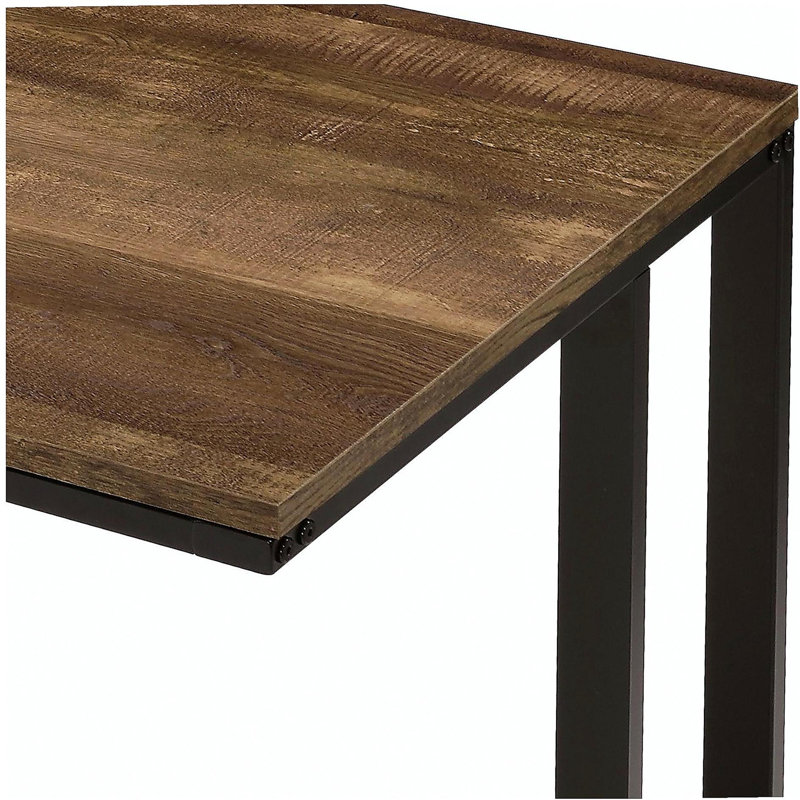Walnut and Black Writing Desk with USB Port, Black
