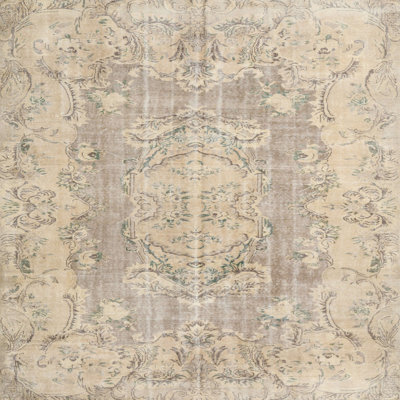 Tapis floral beige / brun / vert floral