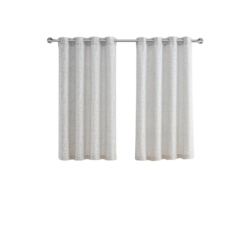 Leah Textured Leaf Grommet Curtain Panel, 54" W x 63" L, Gray