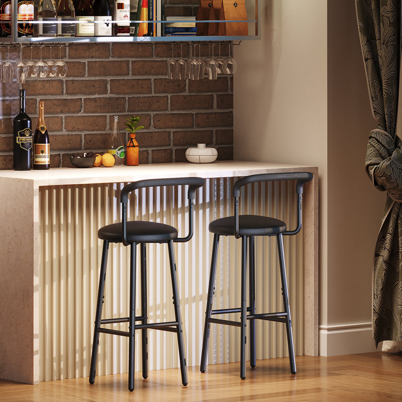Karpenko Upholstered Counter Stools Bar Stools Kitchen Chairs with Metal Frame, 2