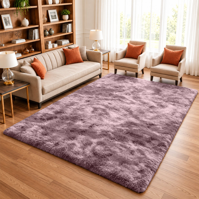 Machine Tufted High Pile Shag Area Rug(Ultra Soft & Fluffy), Runner 80 x 300 cm, Tye Dye Grey
