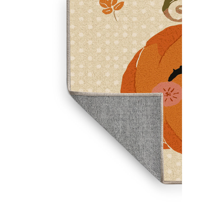 Tapis abstrait moderne et contemporain lavable à la machine Highbridge Thanksgiving en beige - reliure beige, 8 x 10