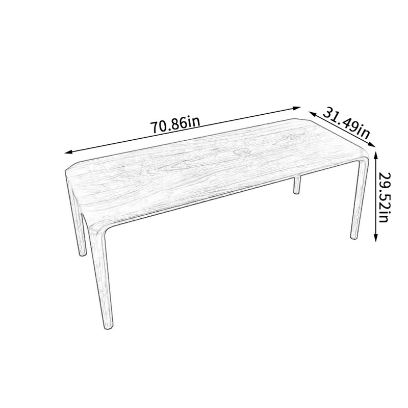 Cherry Solid Wood Dining Table, 31.49" W x 70.86" L