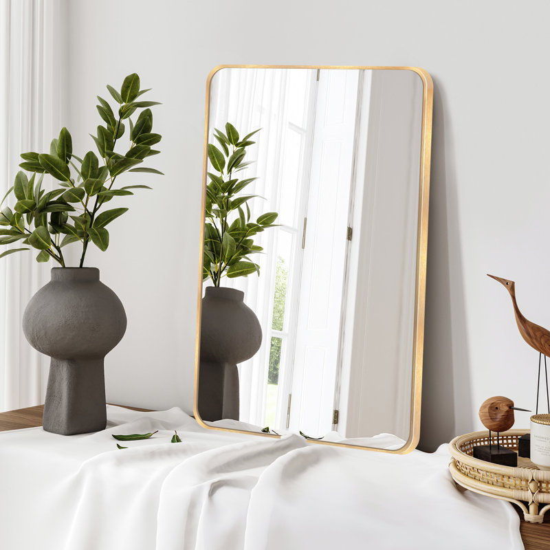 Chassin Wall Mount Bathroom Rectangular Vanity Mirror (Horizontal/Vertical), 24" H x 36" W, Brushed Gold