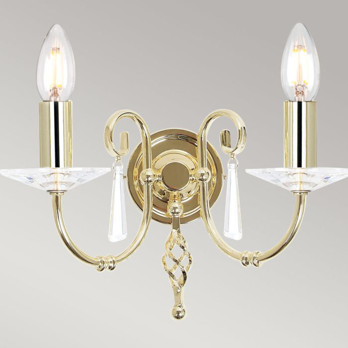 Thebes Candle Wall Light, Polished Brass