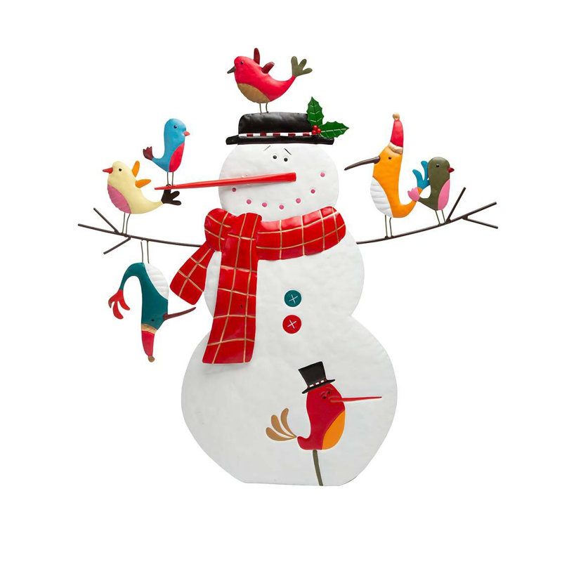 Snowman and Birds Garden Figurine