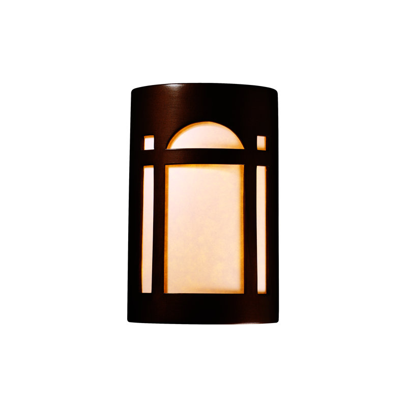 Krimhilde Ceramic Flush Mounted Sconce, 12.5" H x 7.75" W x 4" D, Antique Copper, Incandescent