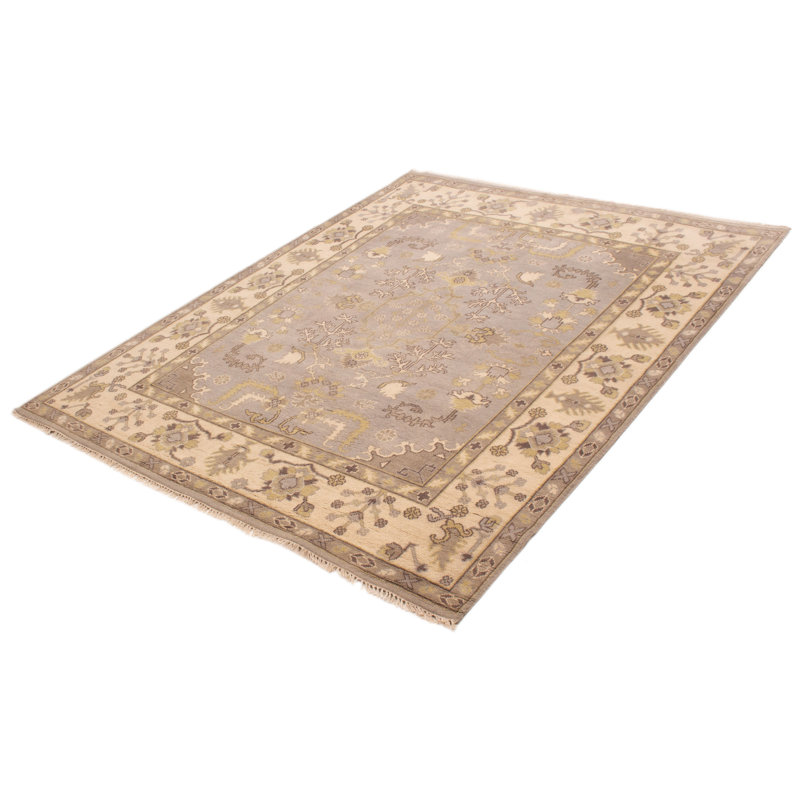 Tapis gris en laine noué à la main Royal Oushak 8 pi 1 po x 10 pi 0 po
