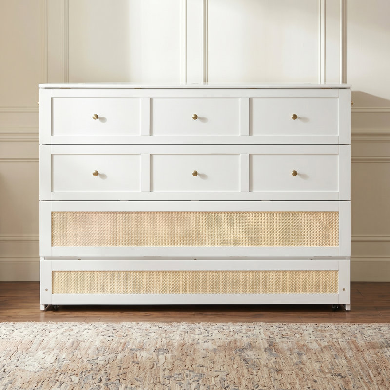 Lit escamotable avec grands tiroirs Murphy, White