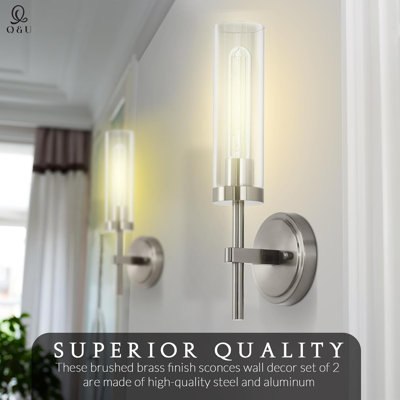Hardwired Wall Sconces Set Of 2 – Sleek Bathroom Vanity Lights, Farmhouse Wall Mount Lamps For Mirror, Living Room, Bedroom, And Hallway