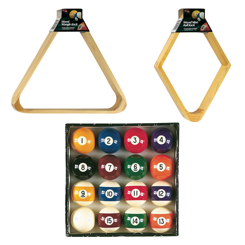 18-Piece Multicolor Resin Billiard Ball Set with Wooden Racks