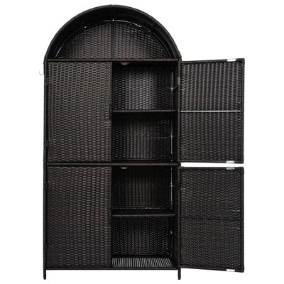 Armoire de rangement d'extérieur en osier avec tablettes réglables