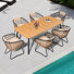 Ensemble repas pour 6 personnes avec coussins amovibles et trou pour parasol