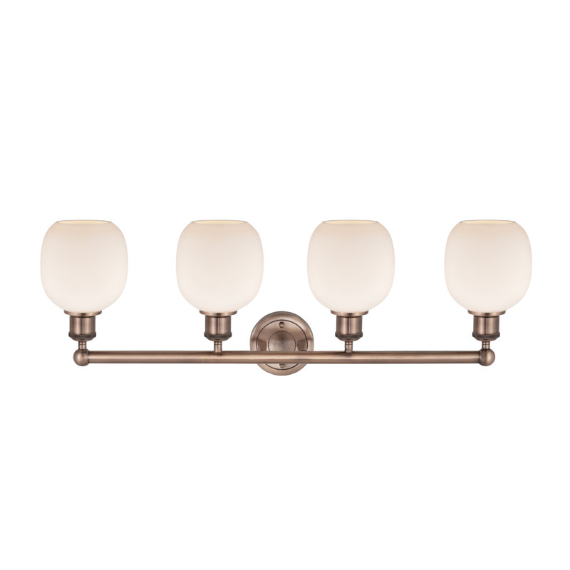 Éclairage pour meuble-lavabo 4 lumières Carlucci, Blanc mat, Cuivre antique