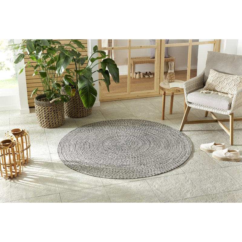 Machine Woven Grey Indoor/Outdoor Rug, Round 200cm