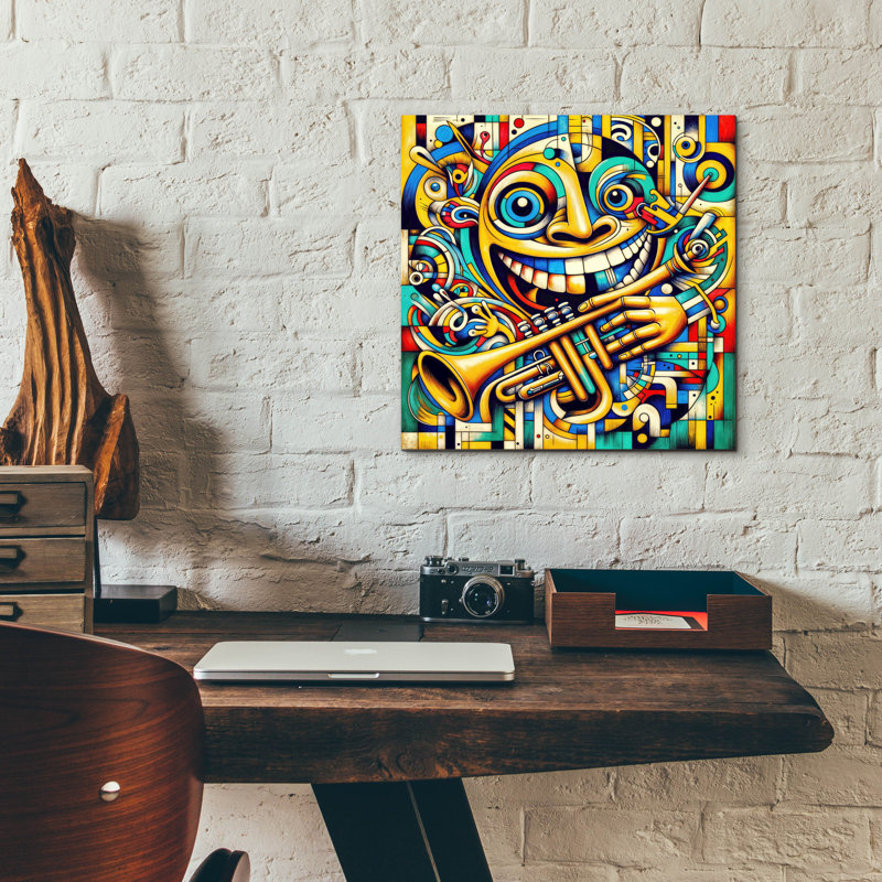  «Happy Music Abstract» par Rey Klimt, art mural en verre acrylique, 12 po x 12 po