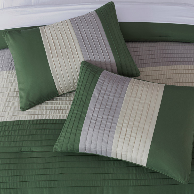 King Forest Green and Gray Microfiber Comforter Set