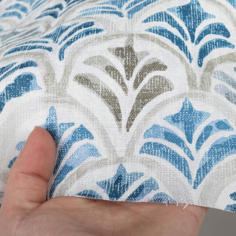 Coussin géométrique bleu et beige, Carré, H 15 po x l 15 po