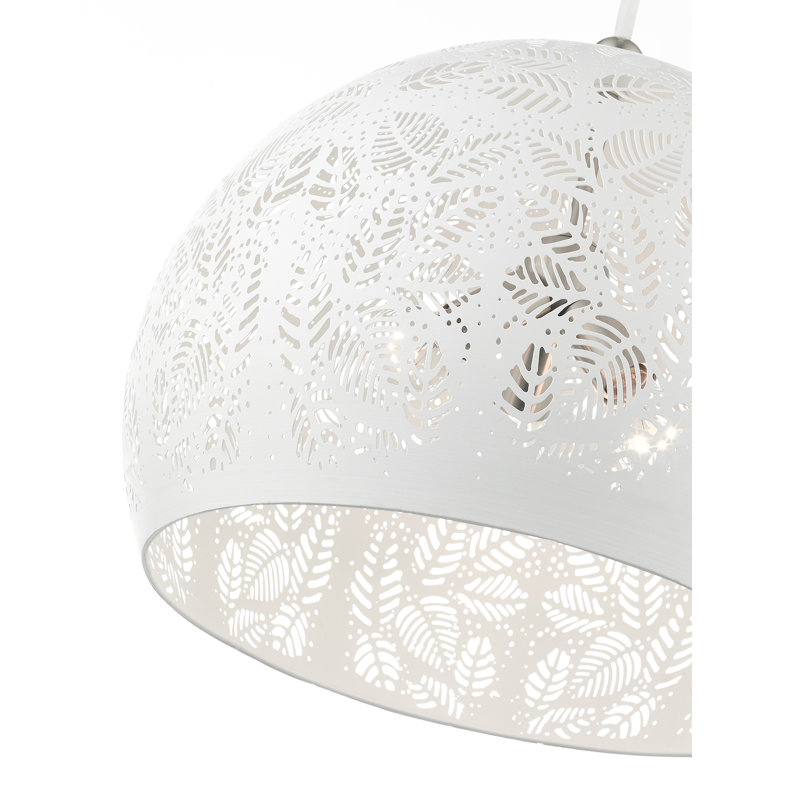 Luminaire suspendu en forme de dôme à 3 lumières Alira, Blanc, H 56,5 po x l 19,75 po x P 19,75 po