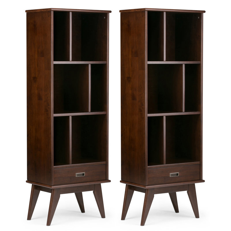 Draper 22W 6 Cubbie Bookcase With Drawer (Set Of 2), Auburn Brown