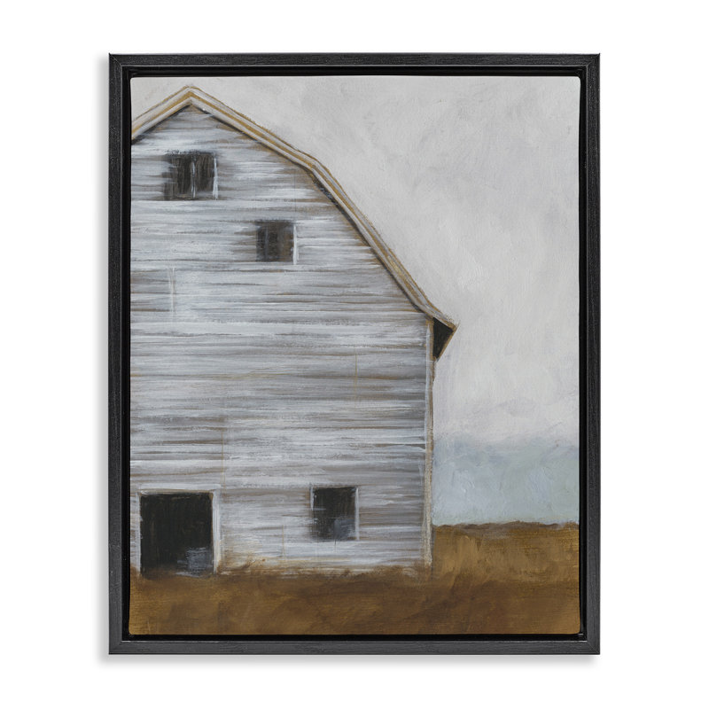 Worn Old Barn Farmhouse, 31" H x 25" W, Jet Black Floater Frame
