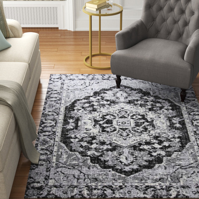 Tapis décoratif grise orientale Headen, Rectangle 5 pi x 7 pi