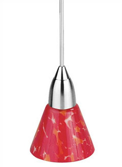 Sheereen Polished Steel Track Pendant, Red