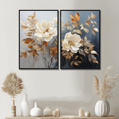 Blue Muted Botanicals II - Blue Canvas Prints 2 Panels