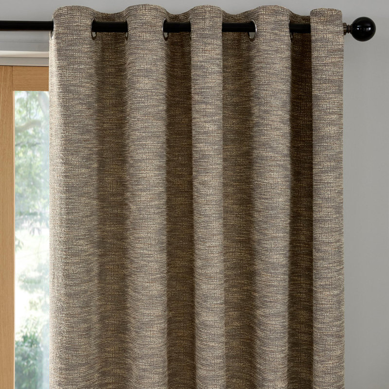  Talon Eyelet Curtains Blue, 168cm Width x 183cm Drop, Natural