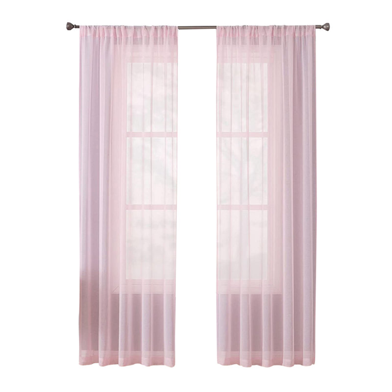 Rideau transparent 2 pièces 2 pièces, Rose
