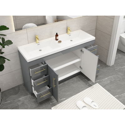 Carliss 60'' Double Bathroom Vanity with Acrylic Top
