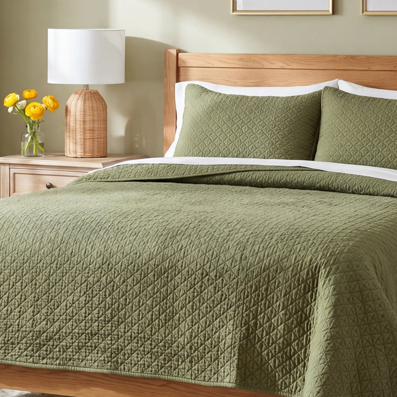 100% Cotton 3 pc Quilt Set, Queen Quilt + 2 Standard Shams
