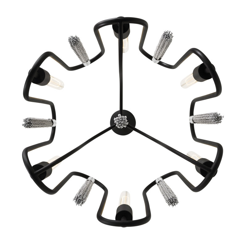 Matte Black and Chrome 6-Light Geometric Chandelier