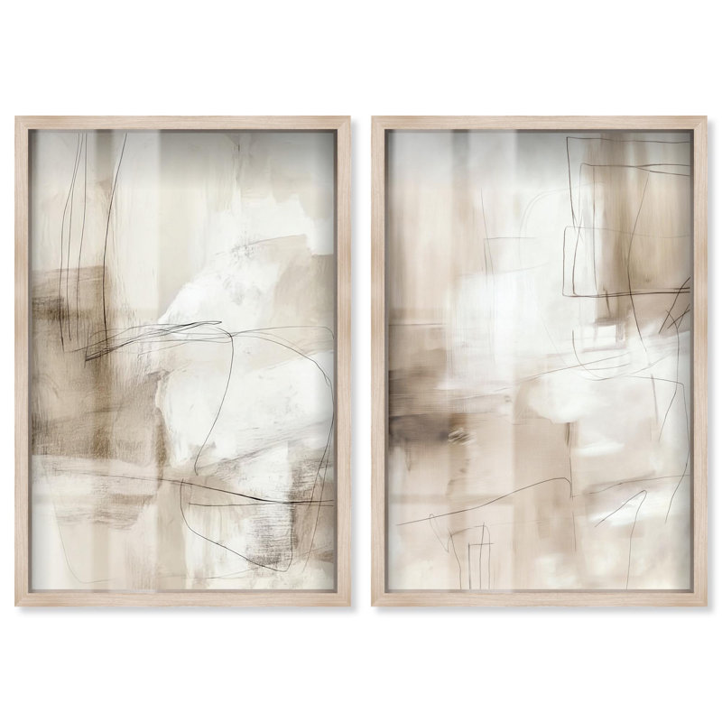 Creamy Layers Collection Shadowbox Print Gold Boho Wall Decor Set by Art Remedy, Black Frame, 10 x 15, 55" H x 37" W
