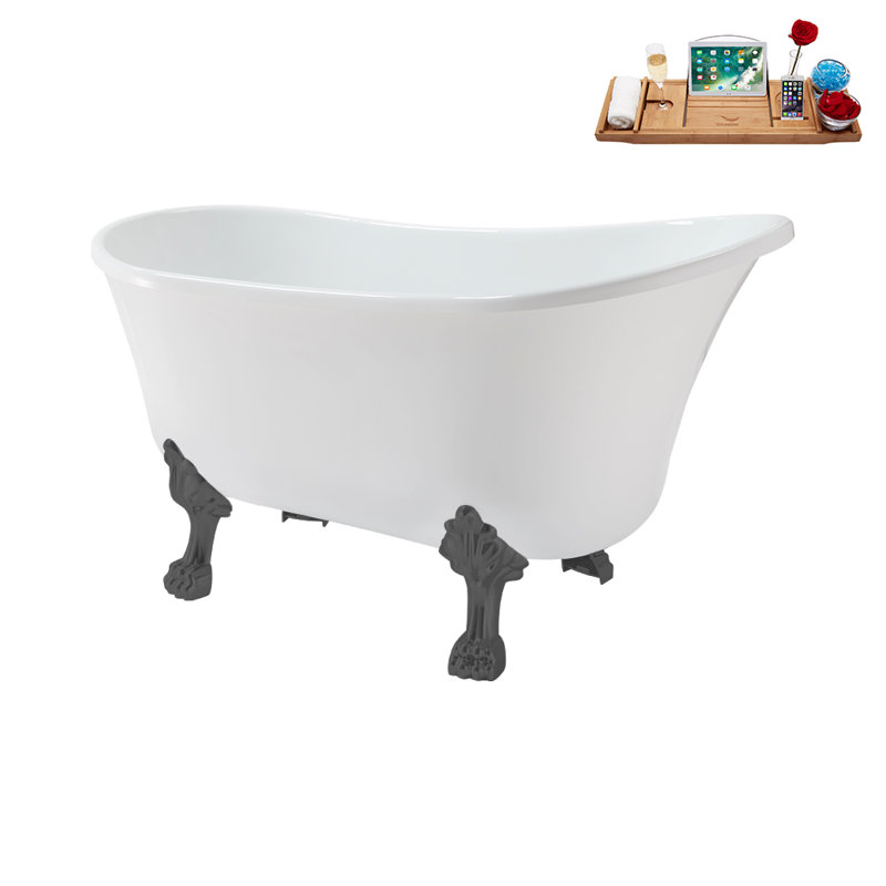 51.2'' x 25.6'' Soaking Acrylic Bathtub, Brushed Gun Metal, Brushed Gun Metal