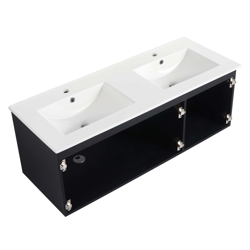 Meuble-lavabo flottant mural et porte d'armoire à fermeture en douceur