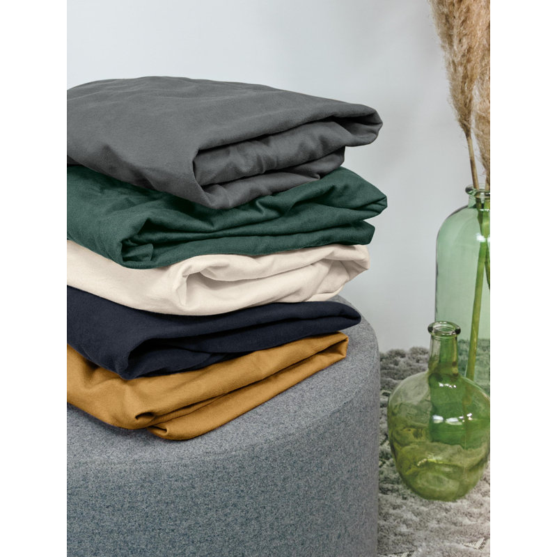Vesuv 100% Cotton Jersey Knit Fitted Sheet, Nature, 200 x 200 cm