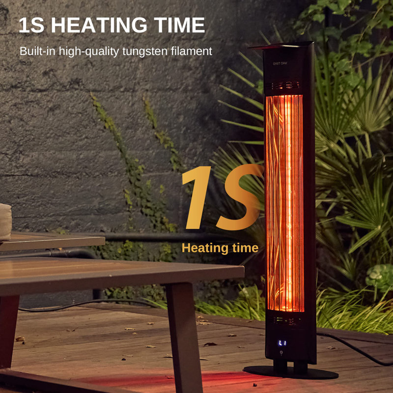 1500W Black Aluminum Electric Infrared Tower Heater
