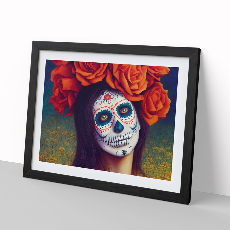Sugar Skull Woman Vol.2 - Single Picture Frame Print, Black Framed, 25cm H x 34cm W x 2cm D