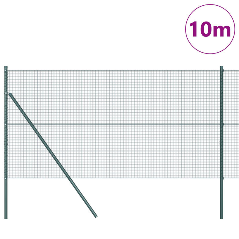  Welded Wire Fence With 7 Posts Green 1.2X10 M Steel