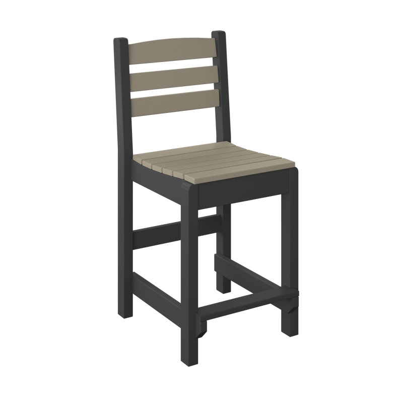  Chaise de salle à manger à hauteur de comptoir. Bois vieilli et noir, Bois vieilli / noir